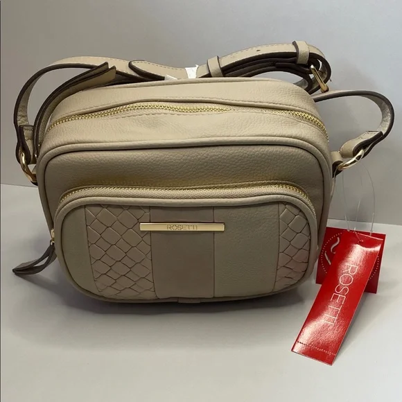 NWT Rosetti Neutral Taupe Crossbody with Woven Accent - Picture 1 of 5